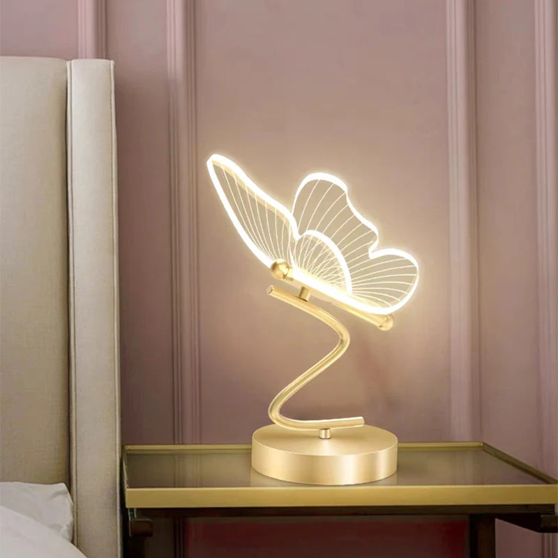 Modern Gold Metal Butterfly Table Lamp