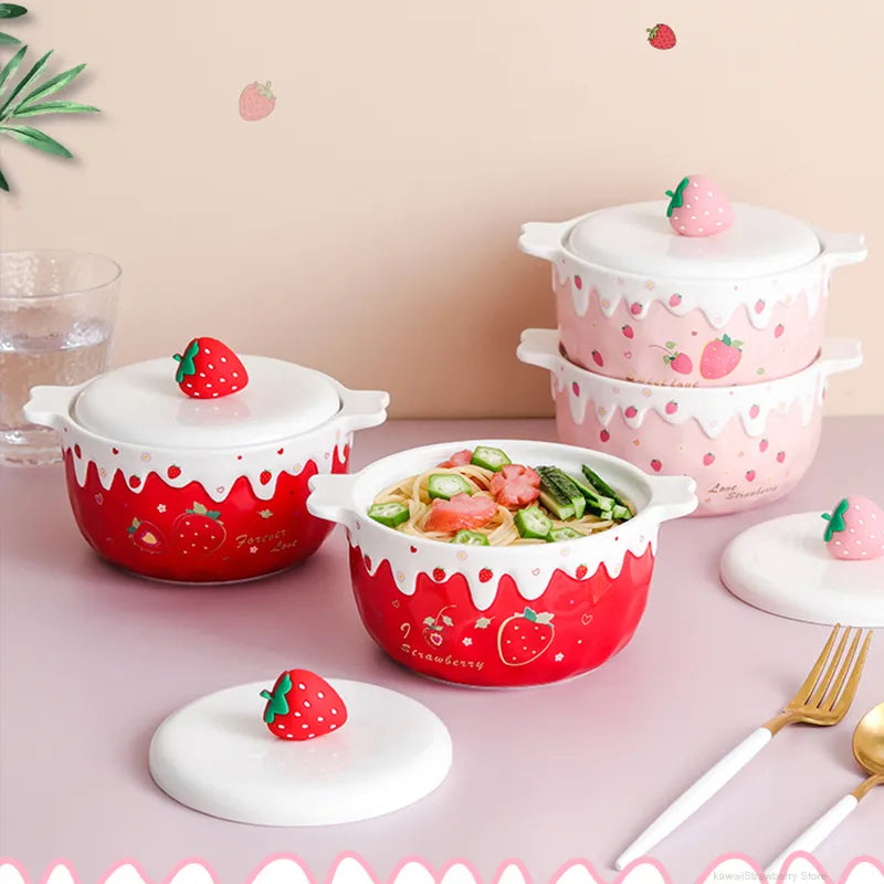 Strawberry Ceramic Ramen Bowl