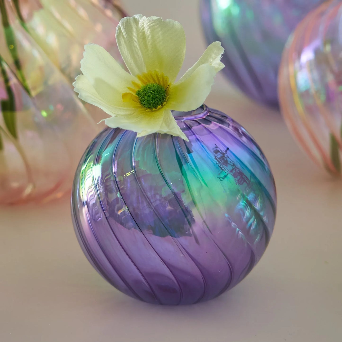 Iridescent Glass Ball Vases Flower Pot