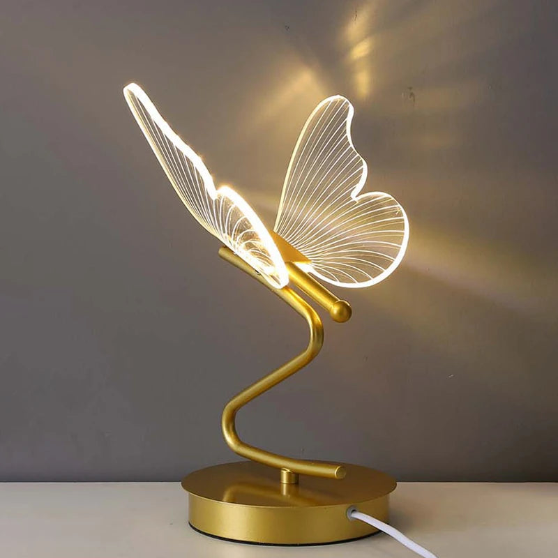 Modern Gold Metal Butterfly Table Lamp