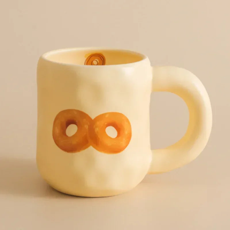 480ml Minimalist Retro Ceramic Croissant Mug Cute