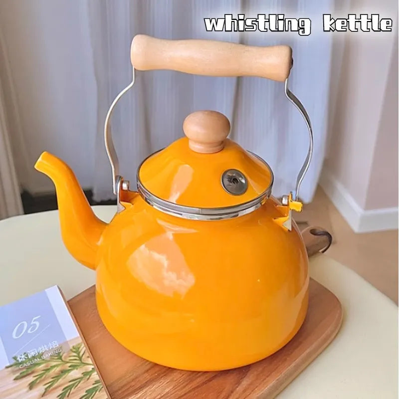 Retro Japanese Inspired Enamel Tea Kettle 2.5L