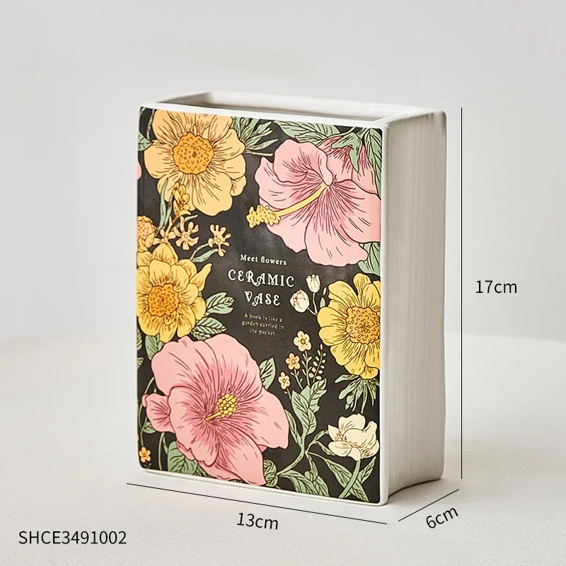 Little Women Book Vase Retro Geometric