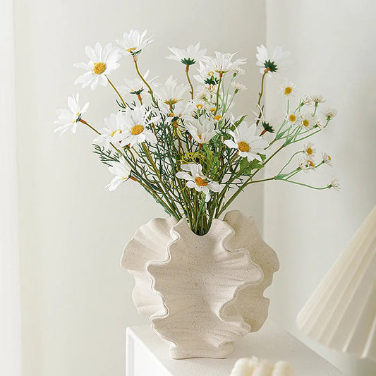 Nordic Minimalist Wavy Coral Ceramic Vase