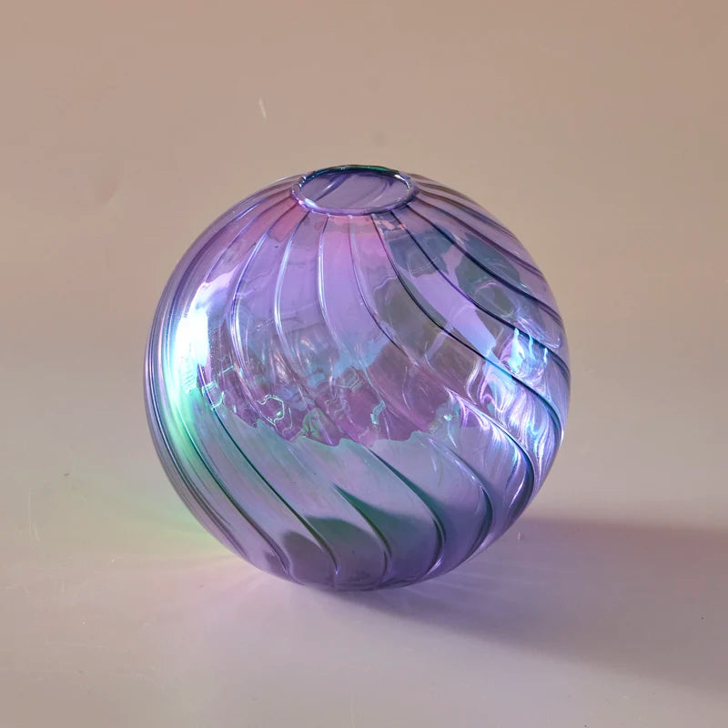 Iridescent Glass Ball Vases Flower Pot
