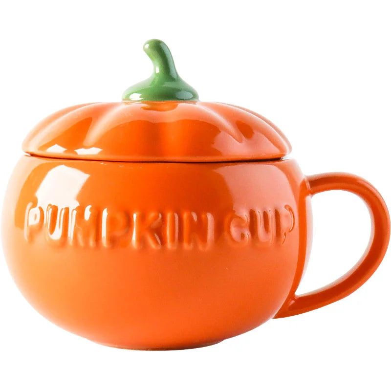 Pumpkin Mug Ceramic With Spoon Soup