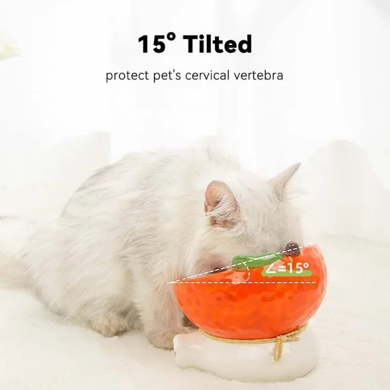 Fruit-Shaped Ceramic Cat Bowl