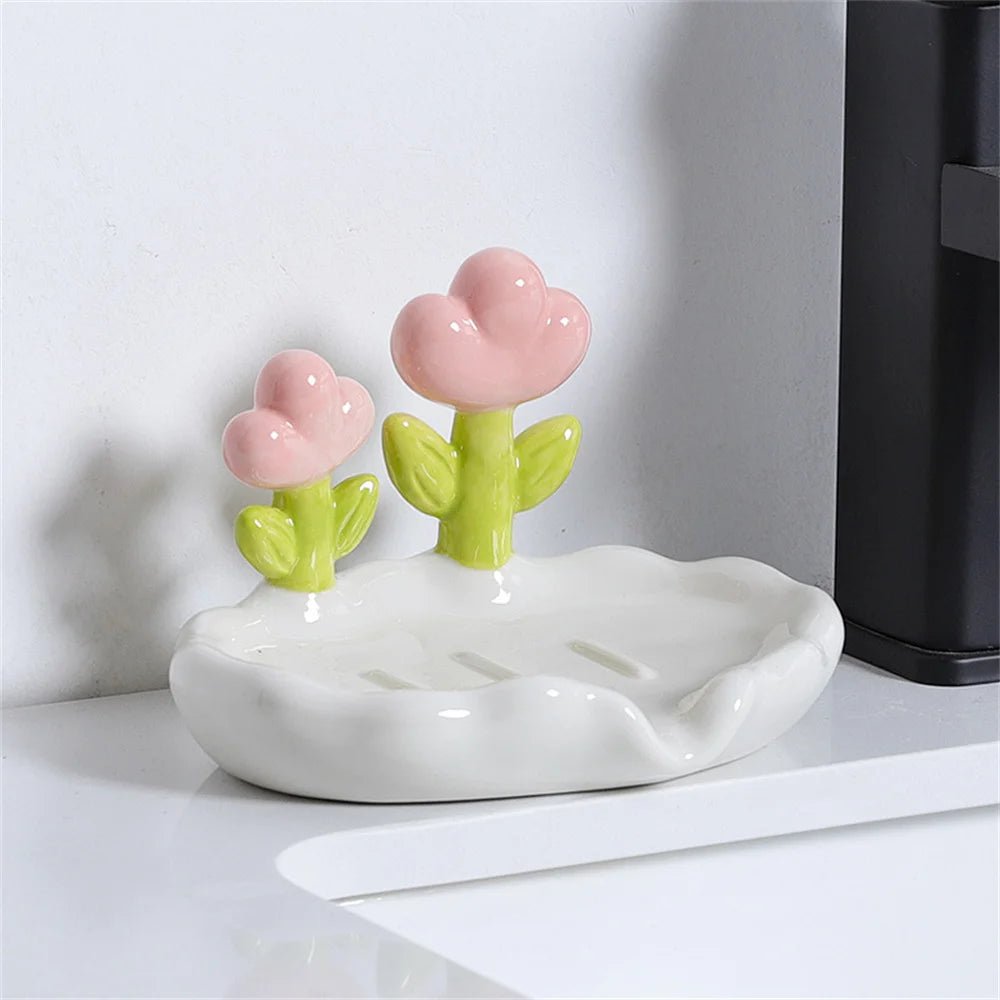 Cute Self Draining Flower Soap Dish