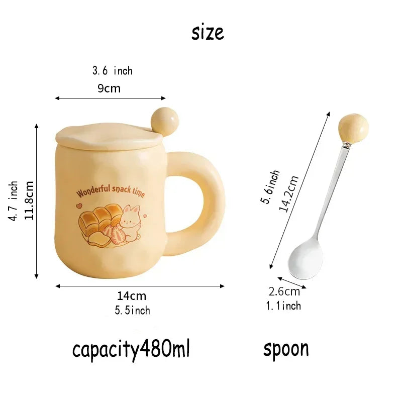 480ml Minimalist Retro Ceramic Croissant Mug Cute