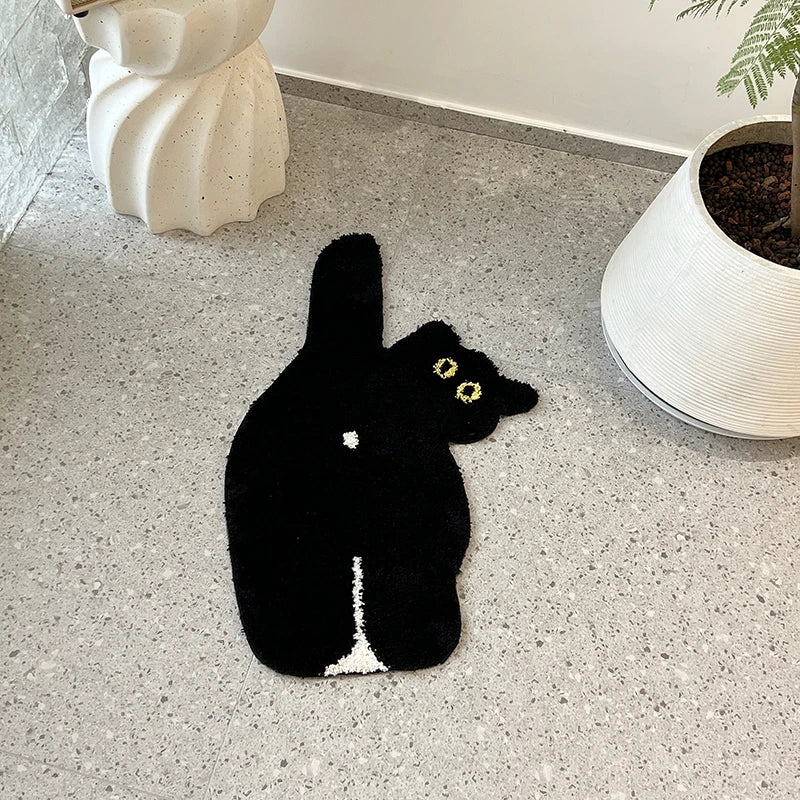 Tufting Black Cat Rug Animal Rug Aesthetic