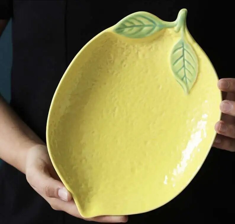 Lemon Shaped Ceramic Serving Plate