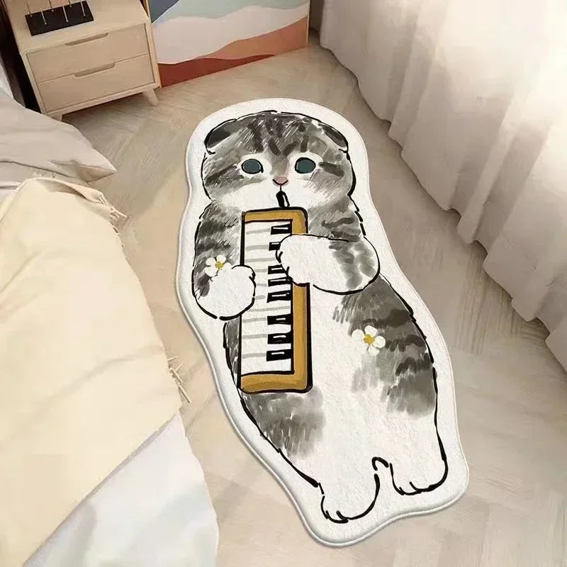 Cute Cat Rugs for Bedroom Plush Fluffy