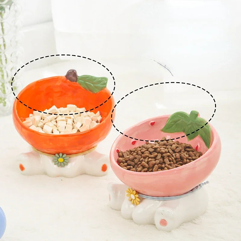 Fruit-Shaped Ceramic Cat Bowl