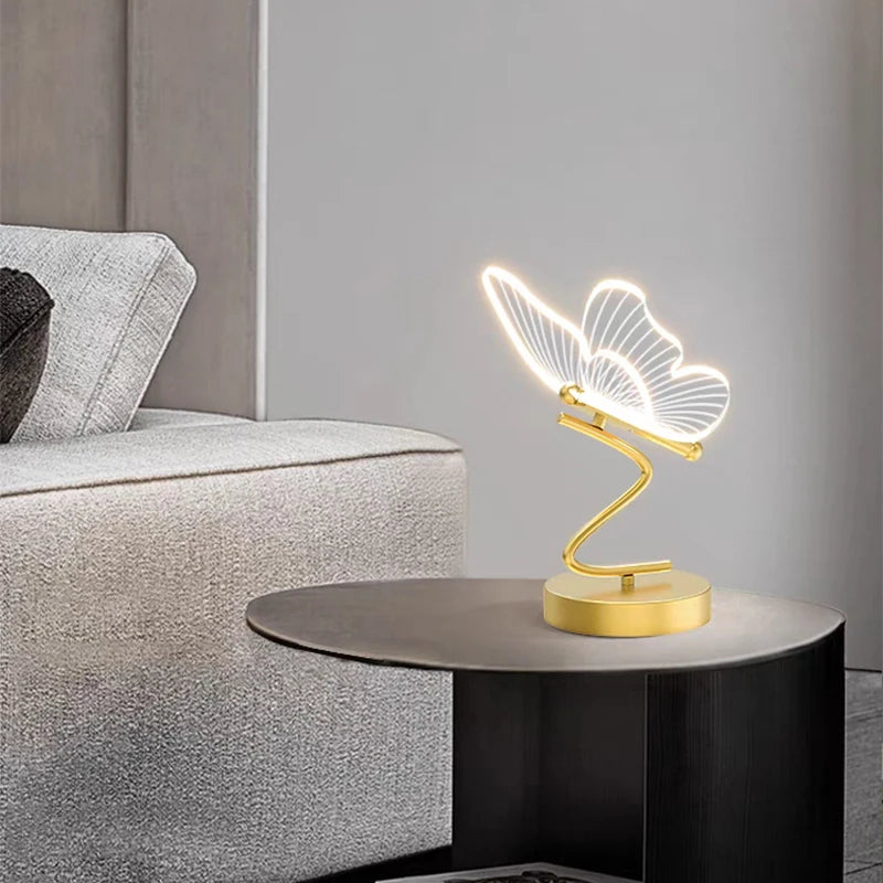 Modern Gold Metal Butterfly Table Lamp