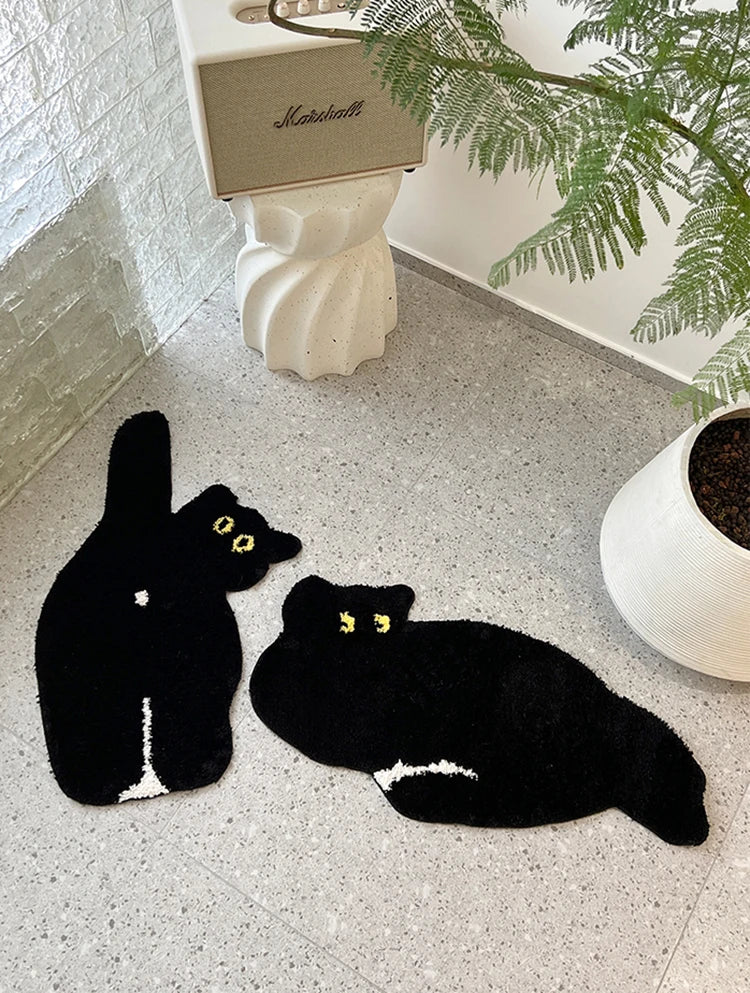 Tufting Black Cat Rug Animal Rug Aesthetic