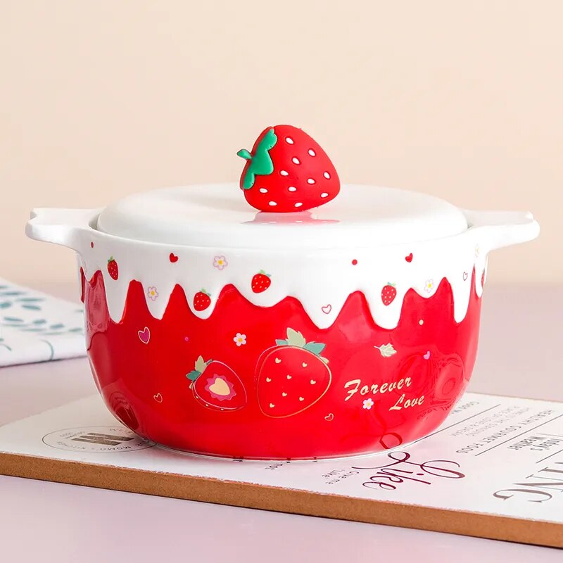 Strawberry Ceramic Ramen Bowl