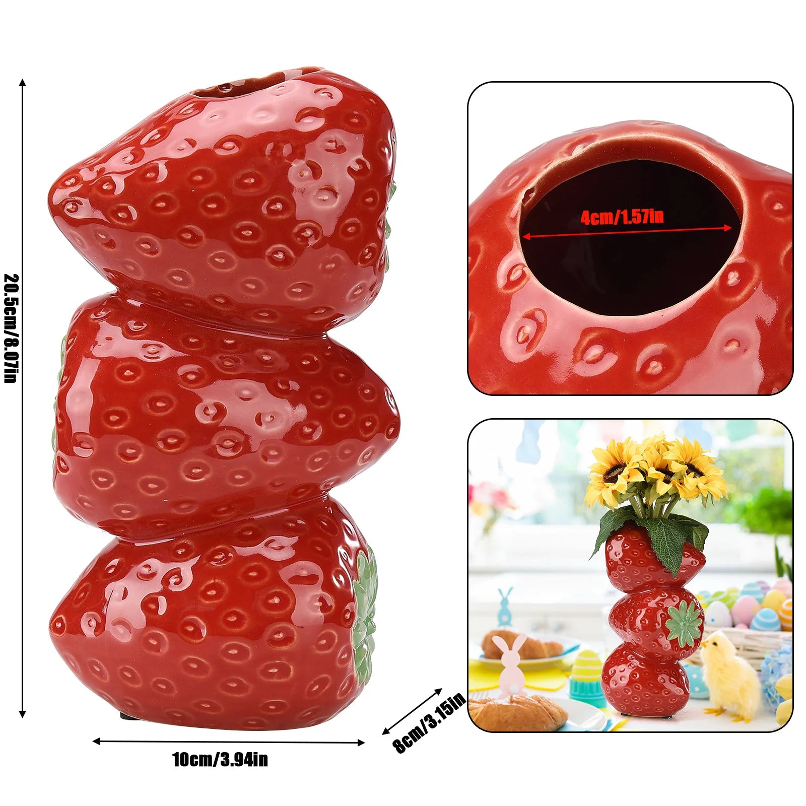 Strawberry Vase Ceramic Artificial Fruit