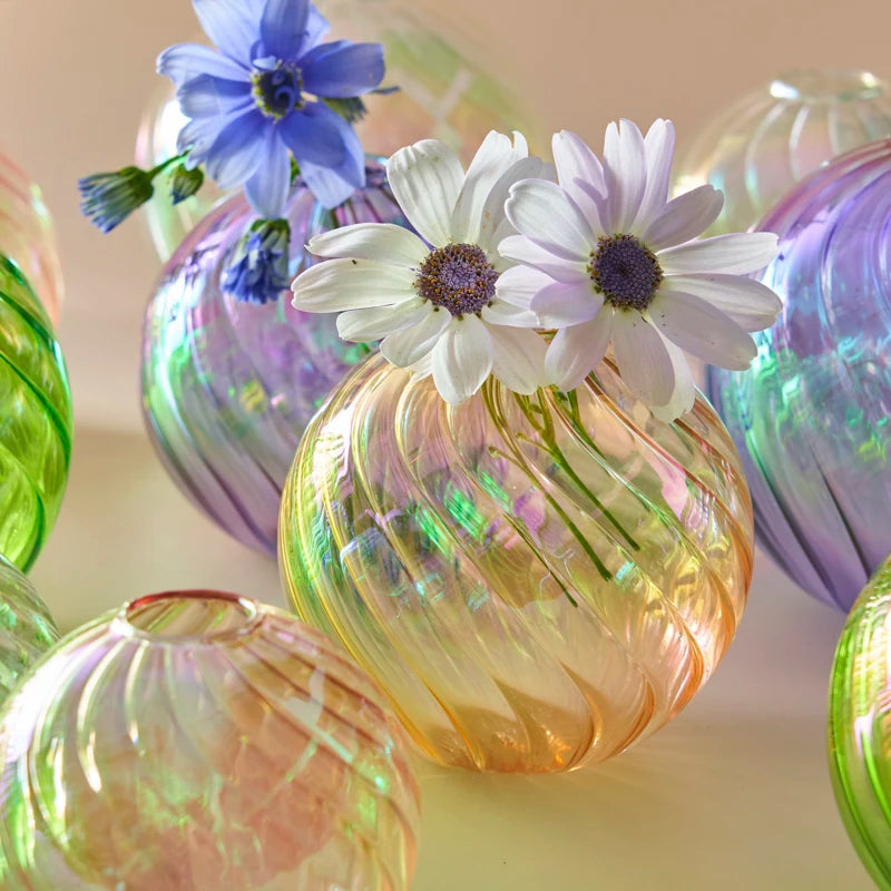 Iridescent Glass Ball Vases Flower Pot