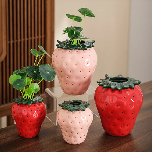 Strawberry Vase Ceramic Fruit Pots Nordic