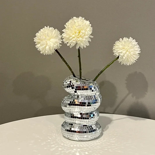 Small Sliver Disco Ball Vase