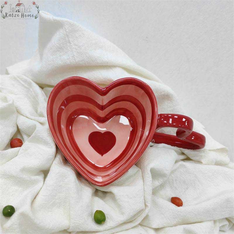 Sweet Ceramic Heart Shaped Mug