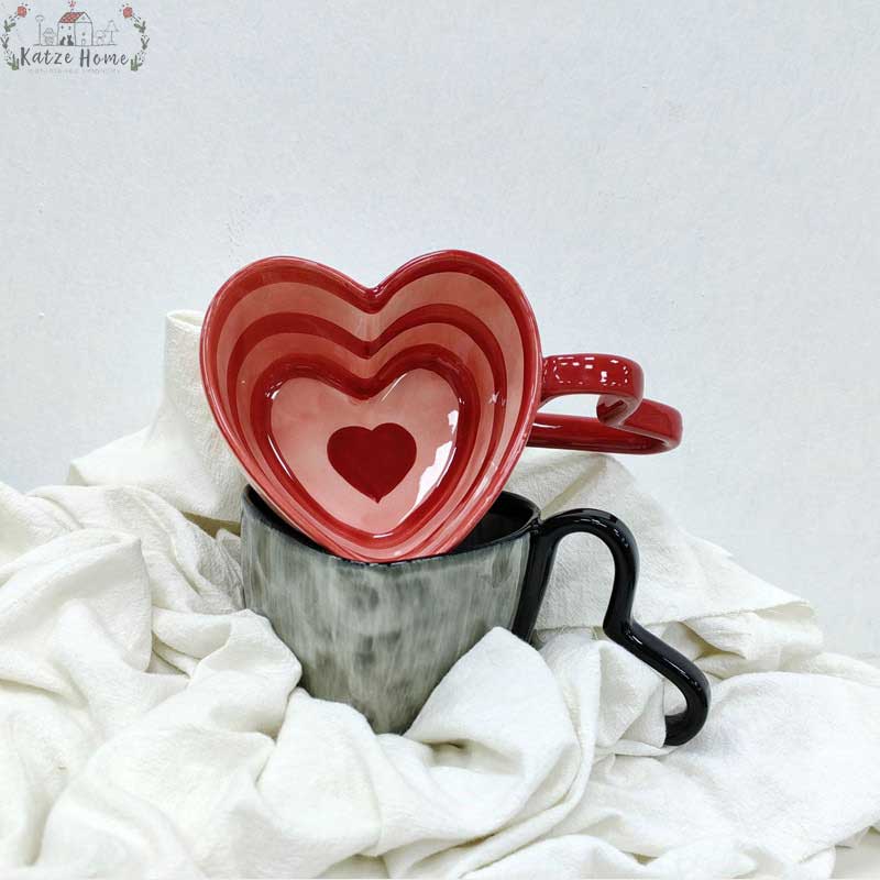 Sweet Ceramic Heart Shaped Mug