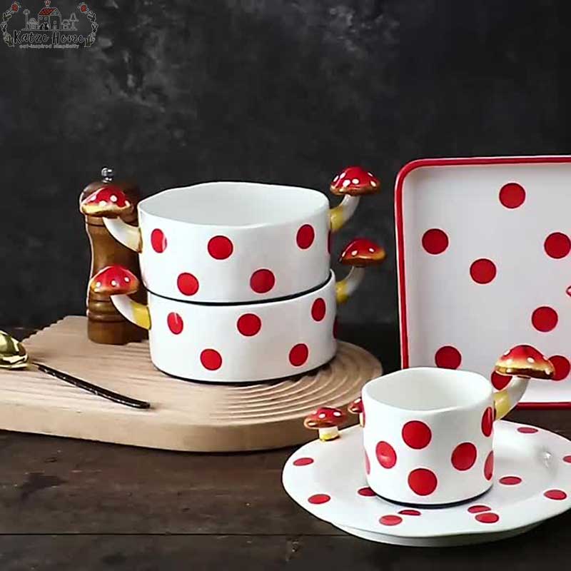 Vintage Fairy Ceramic Mushroom Mug Tableware