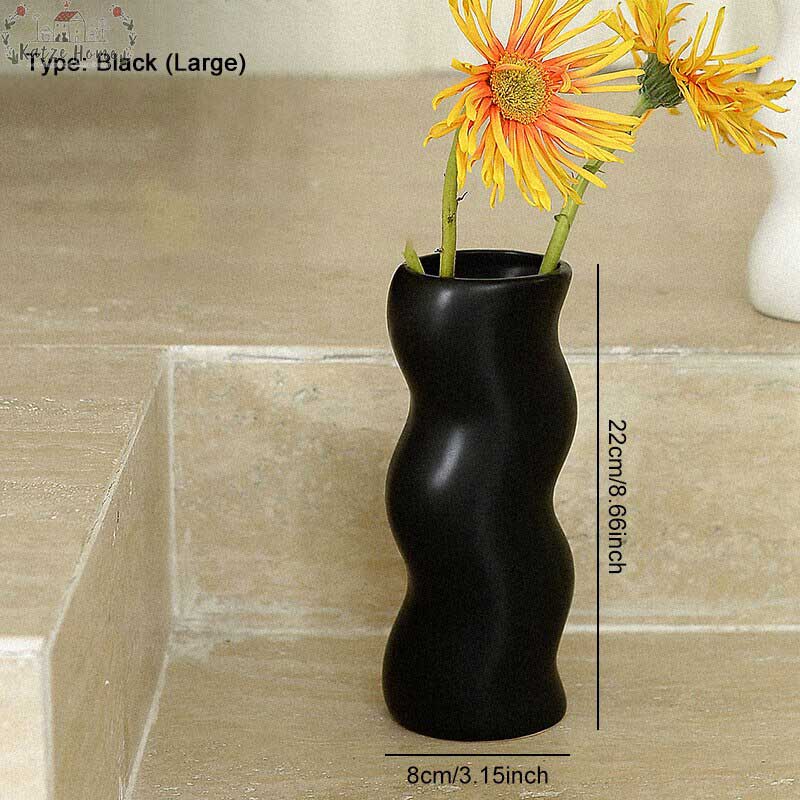 Wavy Glazed Ceramic Vase