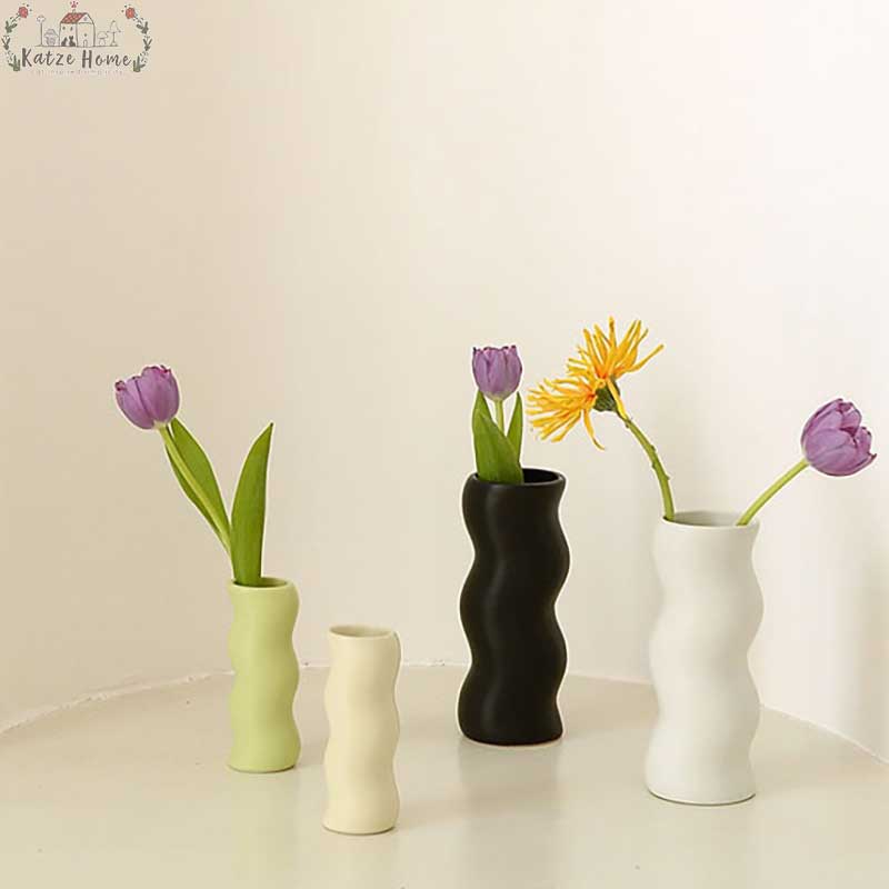 Wavy Glazed Ceramic Vase