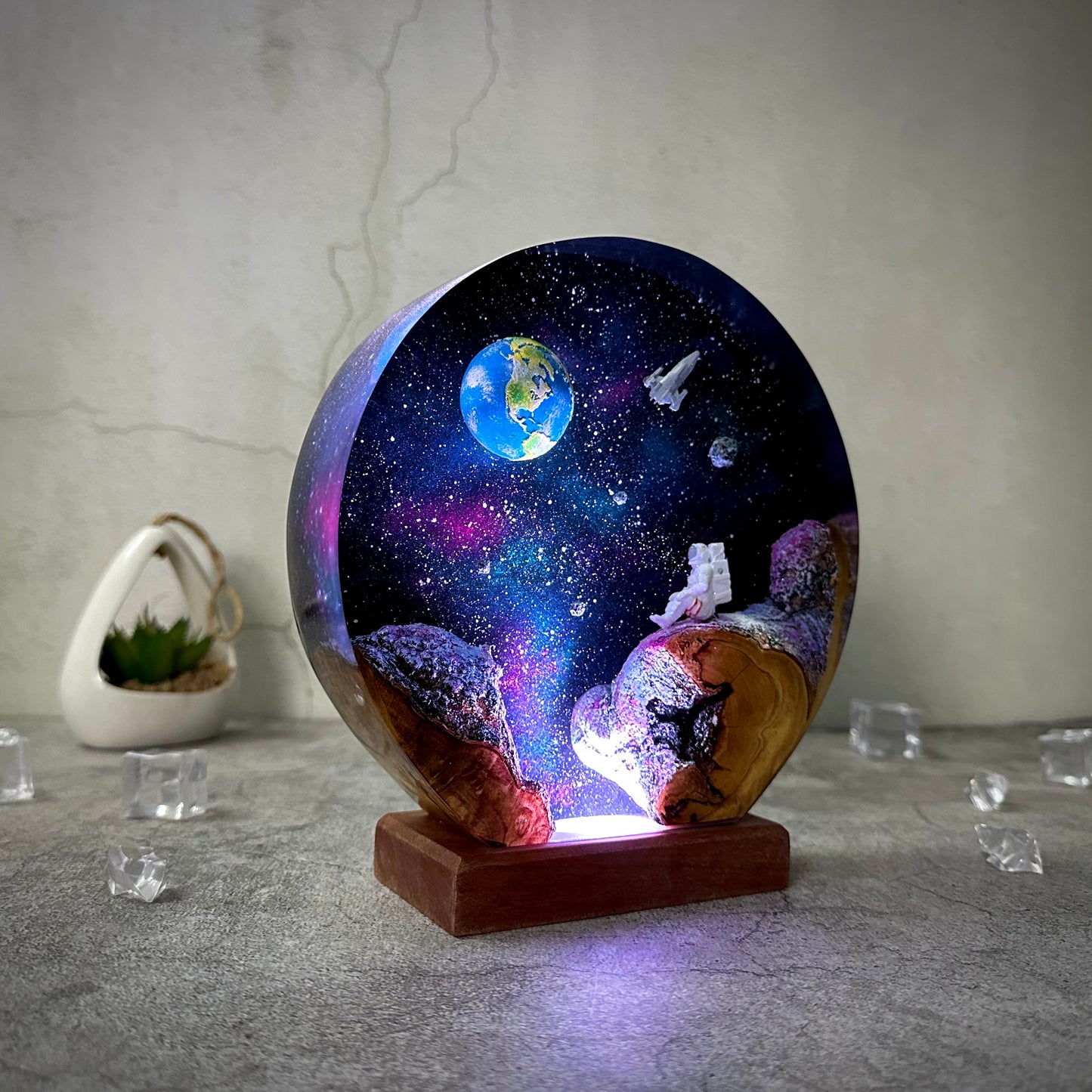Galaxy Astronaut and Space Resin Lamp