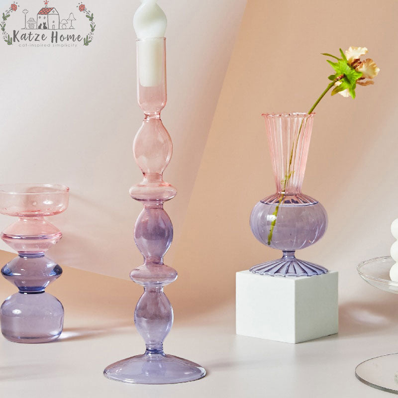 Aesthetic Lilac Wavy Candle Holders