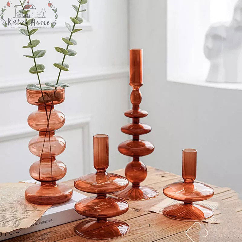 Aesthetic Brown Wavy Candle Holders