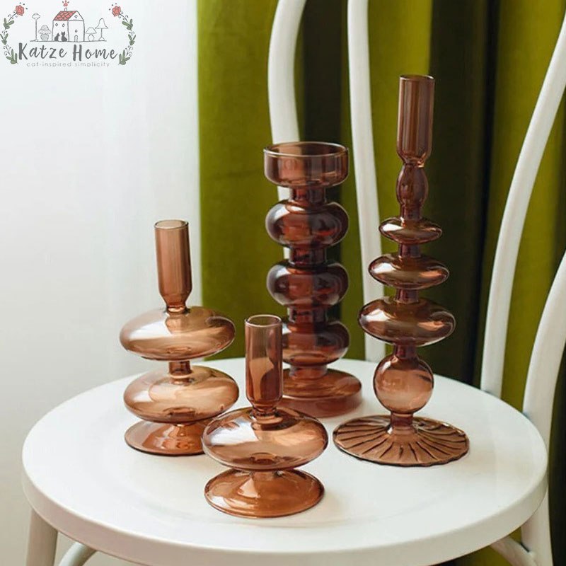 Aesthetic Brown Wavy Candle Holders