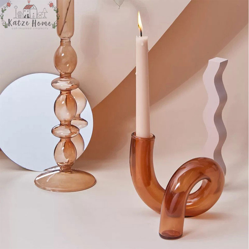 Aesthetic Brown Wavy Candle Holders