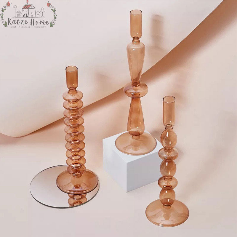 Aesthetic Brown Wavy Candle Holders