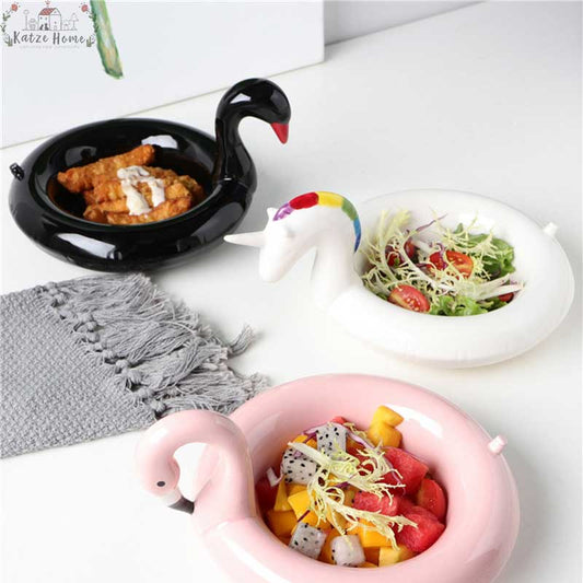 Aesthetic Ceramic Flamingo Swan Unicorn Bowl Dessert Plate
