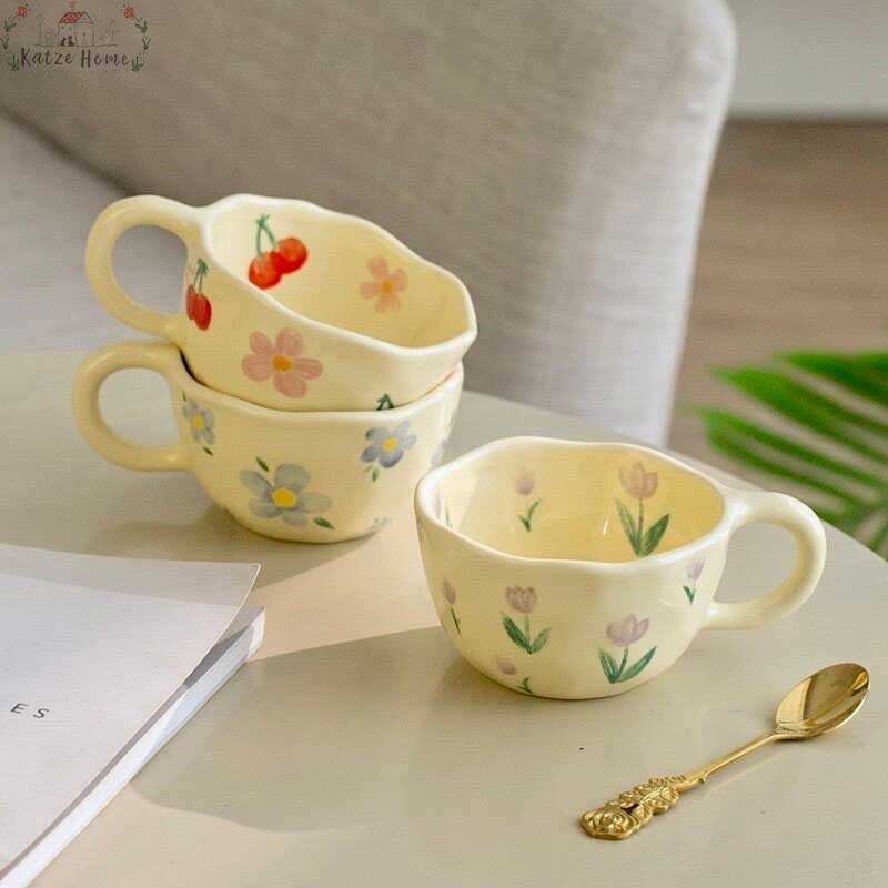 Aesthetic Ceramic Floral Cherry Blossom Mug