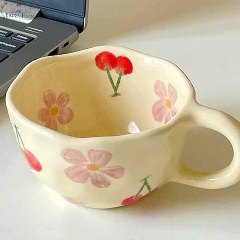 Aesthetic Ceramic Floral Cherry Blossom Mug