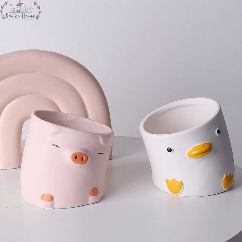 Aesthetic Ceramic Pig Duck Planter Pot