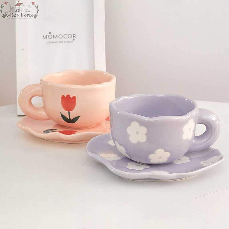 Aesthetic Cute Floral Coffee Mugs