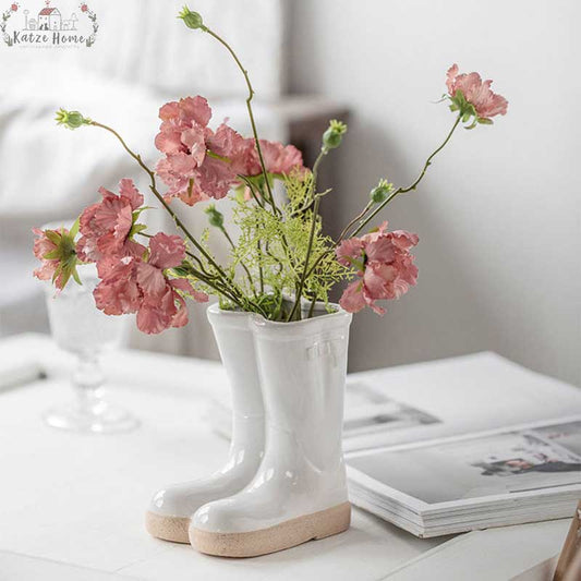 Aesthetic Farmhouse Ceramic Rain Boot Vase