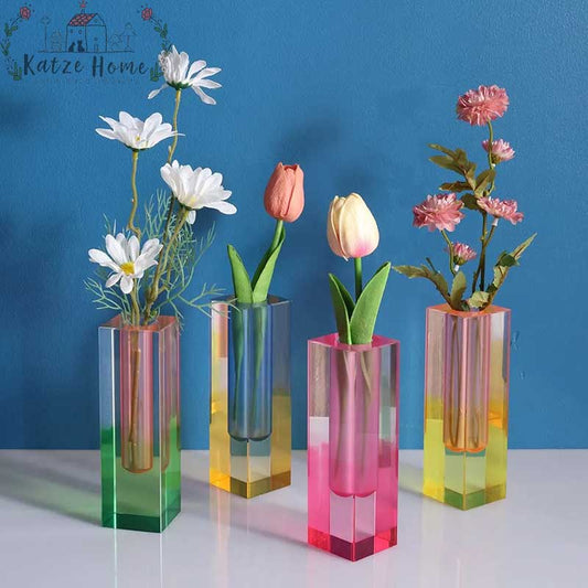 Aesthetic Iridescent Acrylic Rainbow Vase