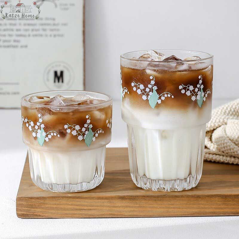 Aesthetic Lily Of The Valley Daisy Floral Glass Cups