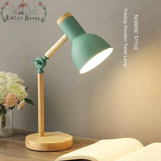 Aesthetic Pastel Wooden Table Reading Lamp