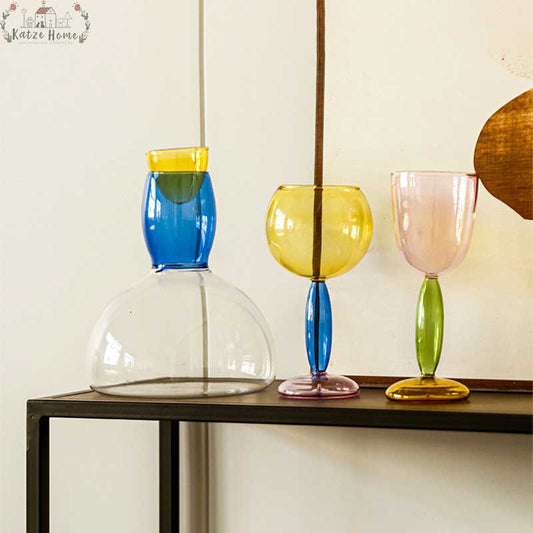Art Deco Colored Cocktail Glasses / Wine Glasses