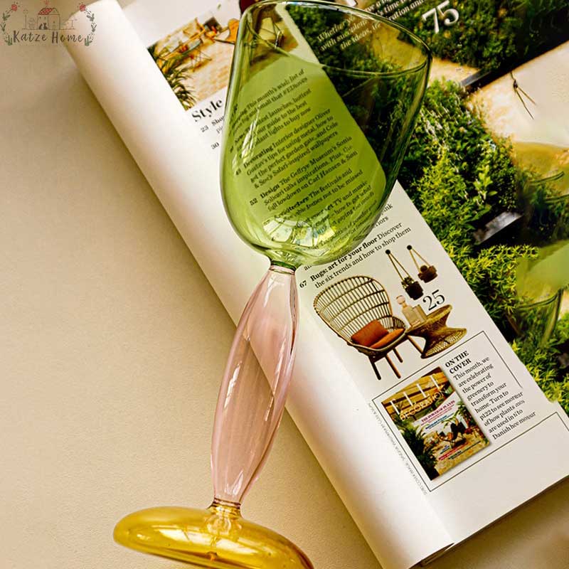 Handmade Art Deco Colored Cocktail Glasses / Wine Glasses Full Color 2023 –  Katze Home