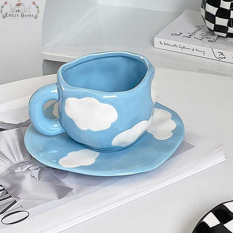 Blue Ceramic Cloud Mug Set
