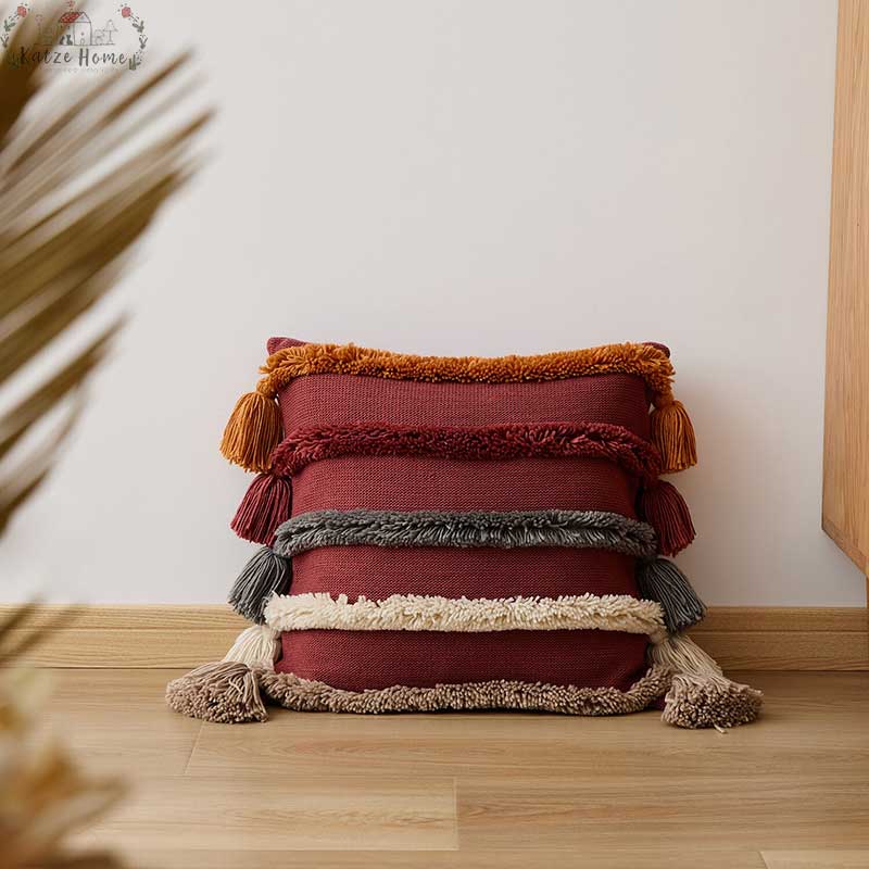 Bohemian Earthy Tufted Pillow Cover