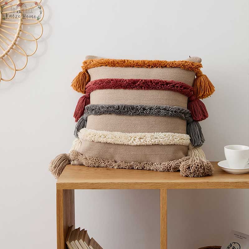 Bohemian Earthy Tufted Pillow Cover