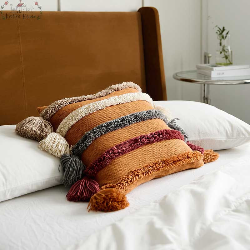 Bohemian Earthy Tufted Pillow Cover